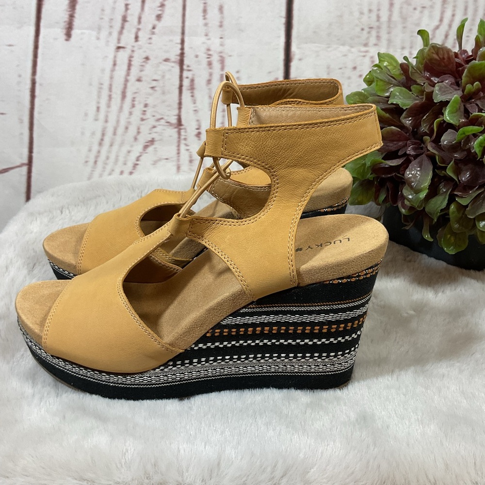 Lucky Brand Sandals 10 Yejida3 Espadrille Platform Wedge Southwestern Festival